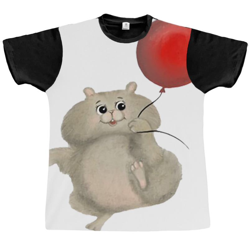 Happy Hamster With Red Balloon Graphic T-shirt | Artistshot