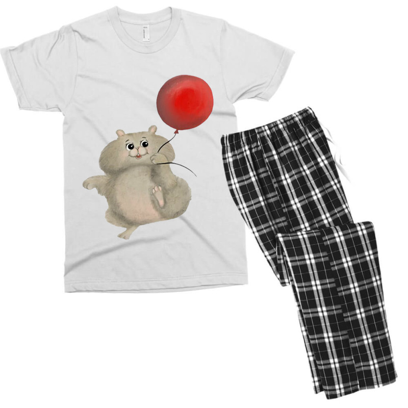 Happy Hamster With Red Balloon Men's T-shirt Pajama Set | Artistshot