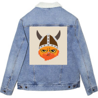 Viking Cat Cat Viking Helmet Emotion Gift  Boy Gift Unisex Sherpa-lined Denim Jacket | Artistshot