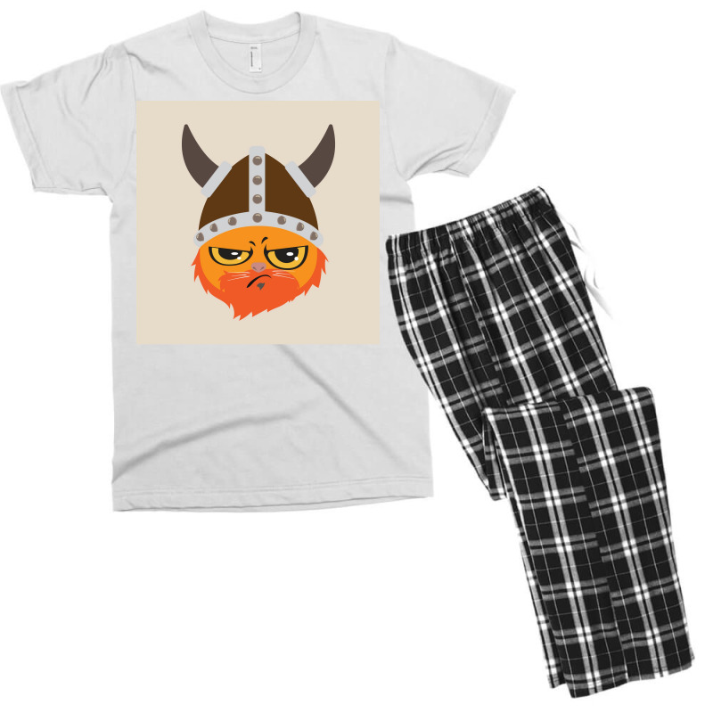 Viking Cat Cat Viking Helmet Emotion Gift  Boy Gift Men's T-shirt Pajama Set | Artistshot