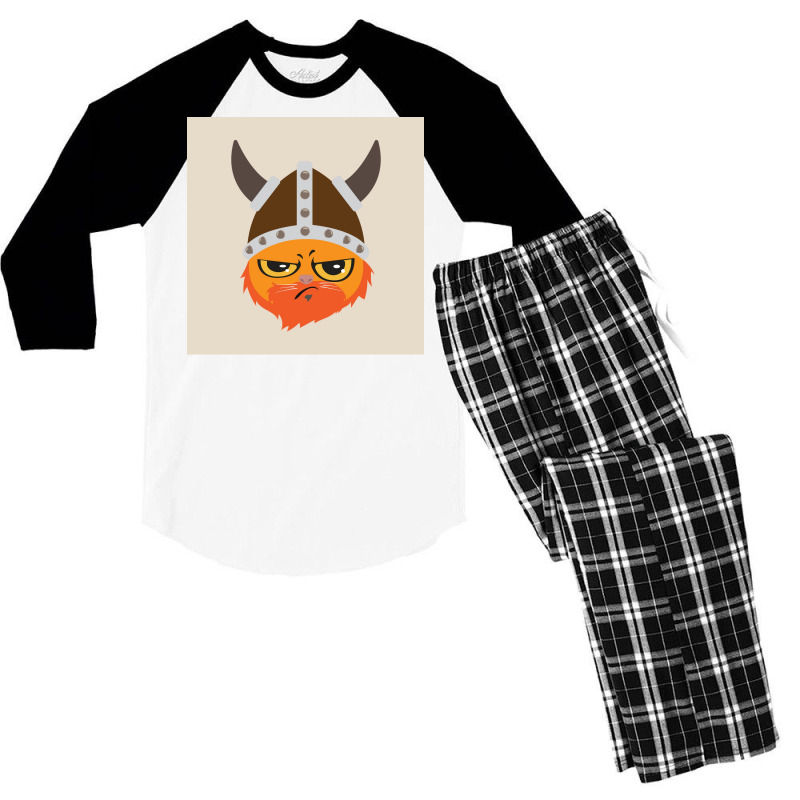 Viking Cat Cat Viking Helmet Emotion Gift  Boy Gift Men's 3/4 Sleeve Pajama Set | Artistshot