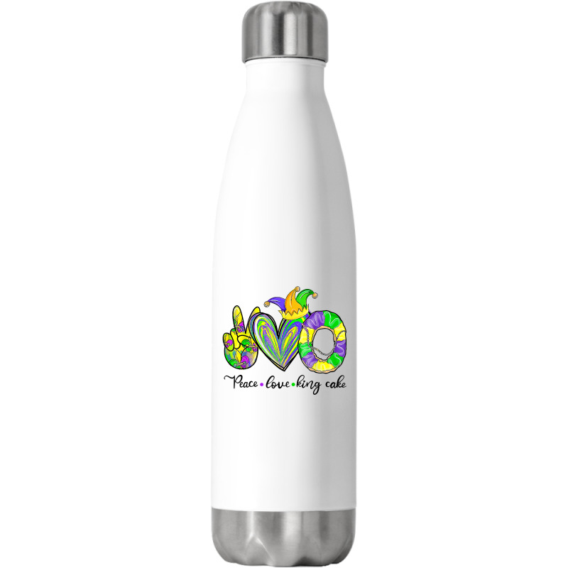 Peace Love King Cake Mardi Gras,king Cake, Mardi Gras T Shirt Stainless Steel Water Bottle | Artistshot