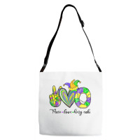 Peace Love King Cake Mardi Gras,king Cake, Mardi Gras T Shirt Adjustable Strap Totes | Artistshot