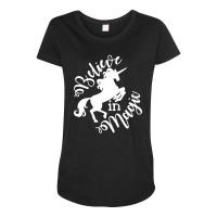 Believe In Magic Funny Unicorn Maternity Scoop Neck T-shirt | Artistshot