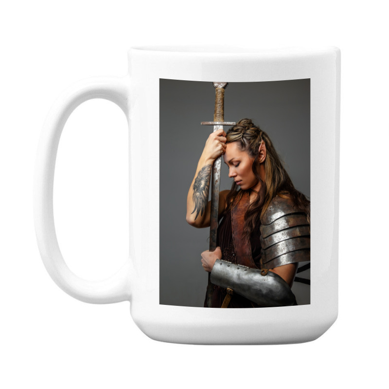 Viking Warrior Elf Woman Strong Goddess Female  Vintage Red 15 Oz Coffee Mug | Artistshot