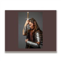 Viking Warrior Elf Woman Strong Goddess Female  Vintage Red Metal Print Horizontal | Artistshot