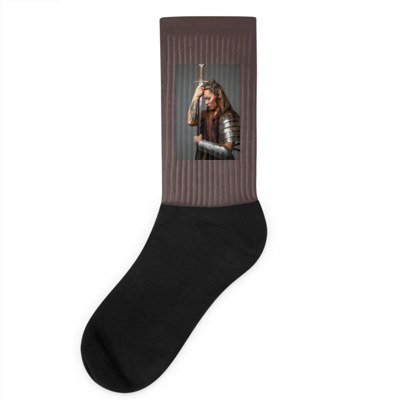 Viking Warrior Elf Woman Strong Goddess Female  Vintage Red Socks | Artistshot