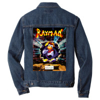 Black Vintage Retro Rayman Poster Graphic Men Denim Jacket | Artistshot