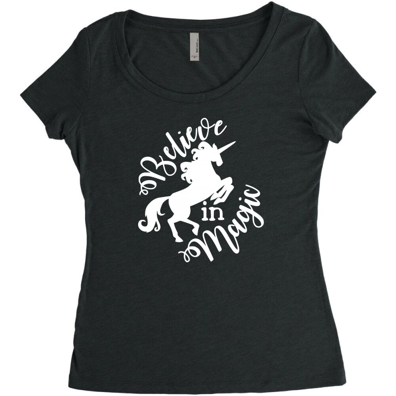 Believe In Magic Funny Unicorn Women's Triblend Scoop T-shirt by Farrel T-shirt | Artistshot