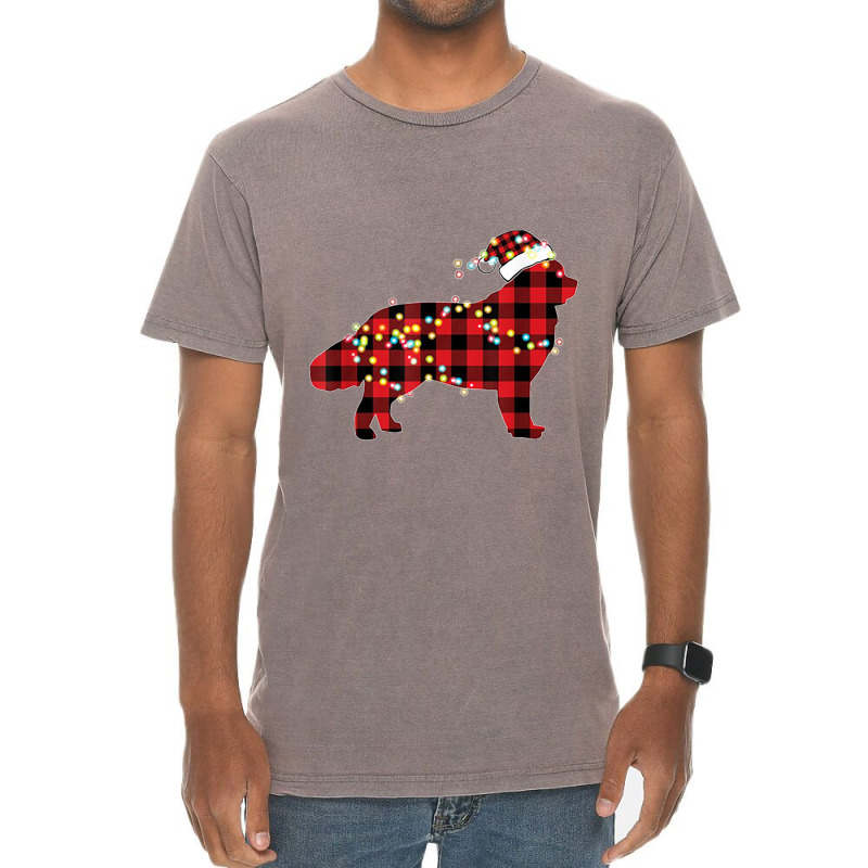 Newfoundland Dog Christmas Red Plaid Pajamas Vintage T-shirt | Artistshot