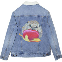 Outlined Hamster With An Apple Unisex Sherpa-lined Denim Jacket | Artistshot