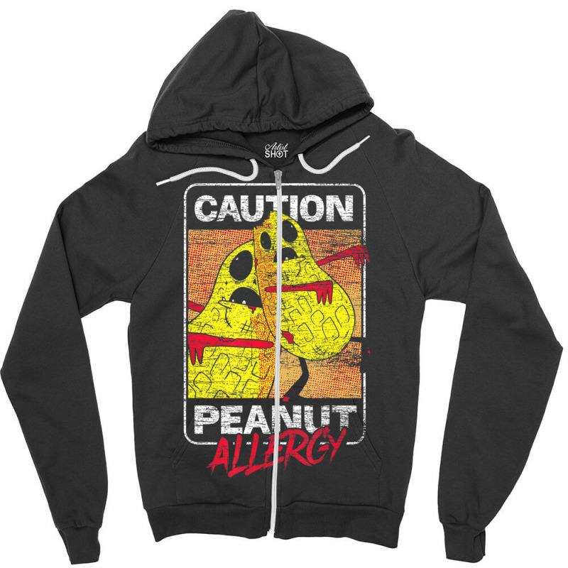 Trending Food Intolerance Caution Peanut Allergy Food Allergy Zipper Hoodie by Karyn Love | Artistshot