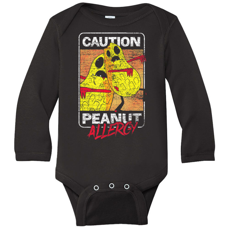 Trending Food Intolerance Caution Peanut Allergy Food Allergy Long Sleeve Baby Bodysuit by Karyn Love | Artistshot