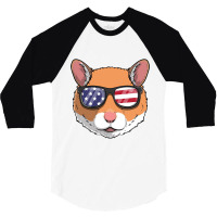 Patriotic Hamster Merica American Flag Transparent 3/4 Sleeve Shirt | Artistshot