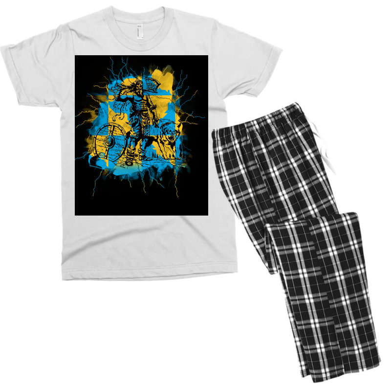 Wolf Viking Norse Mythology Ornate Wolves Odin  Blue Humor Men's T-shirt Pajama Set | Artistshot