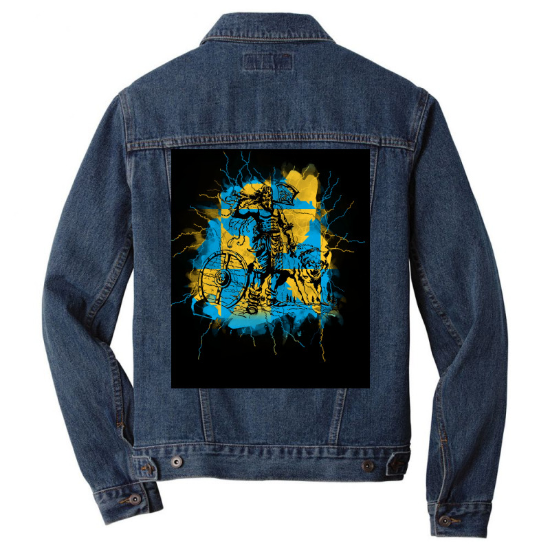 Wolf Viking Norse Mythology Ornate Wolves Odin  Blue Humor Men Denim Jacket | Artistshot