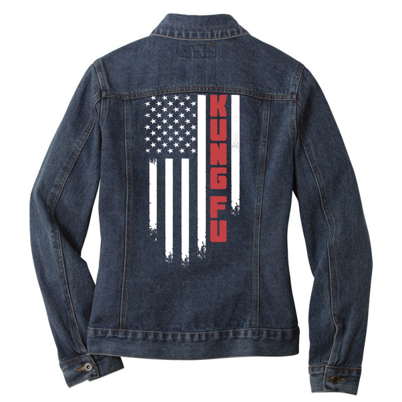 Kung Fu American Usa Flag | Kung Fu Martial Art T-shirt Ladies Denim Jacket by John Phillips | Artistshot