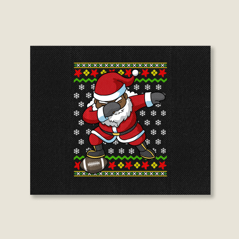 Limited Edition Football Dabbing Black African American Santa Christma Landscape Canvas Print | Artistshot