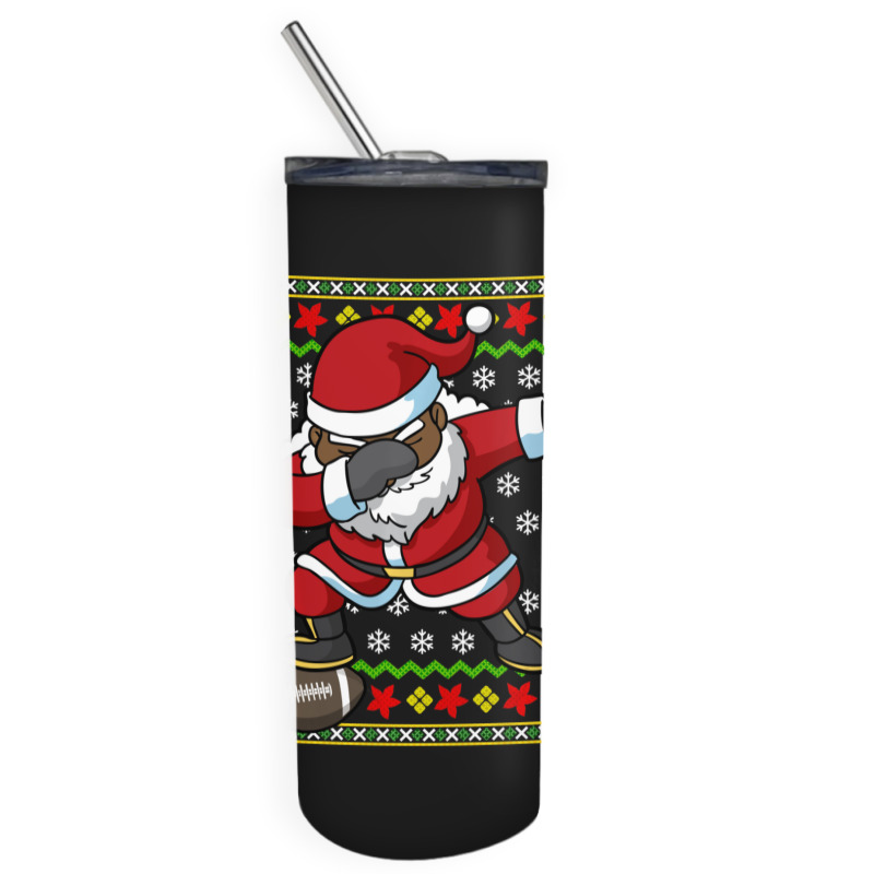 Limited Edition Football Dabbing Black African American Santa Christma Skinny Tumbler | Artistshot