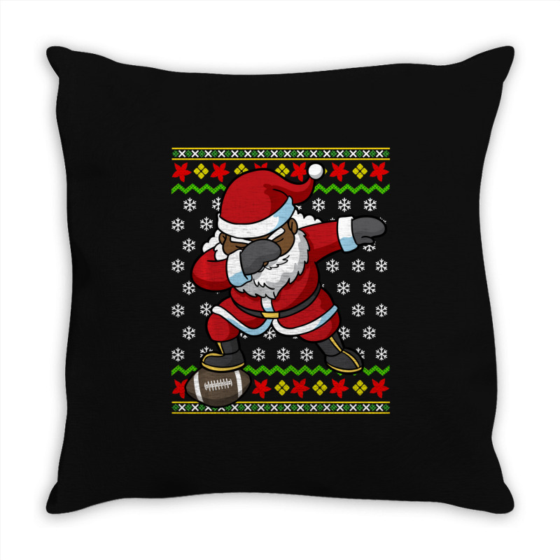 Limited Edition Football Dabbing Black African American Santa Christma Throw Pillow | Artistshot