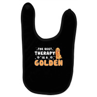 The Best Therapy Is A Golden Retriever Funny Dog Owners Baby Bibs | Artistshot