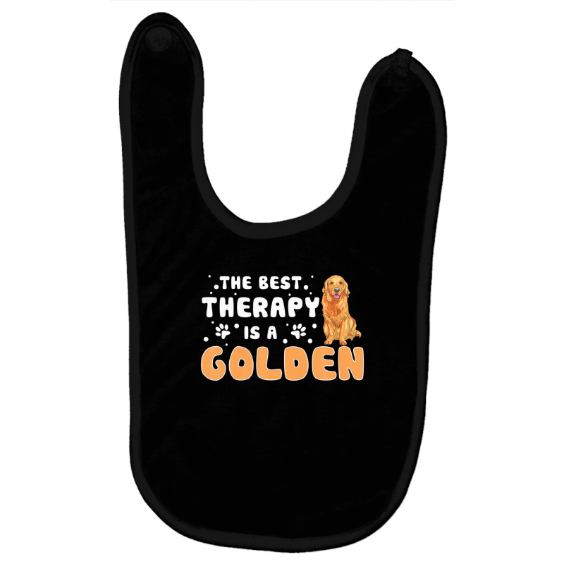 The Best Therapy Is A Golden Retriever Funny Dog Owners Baby Bibs by morapzebzerf | Artistshot