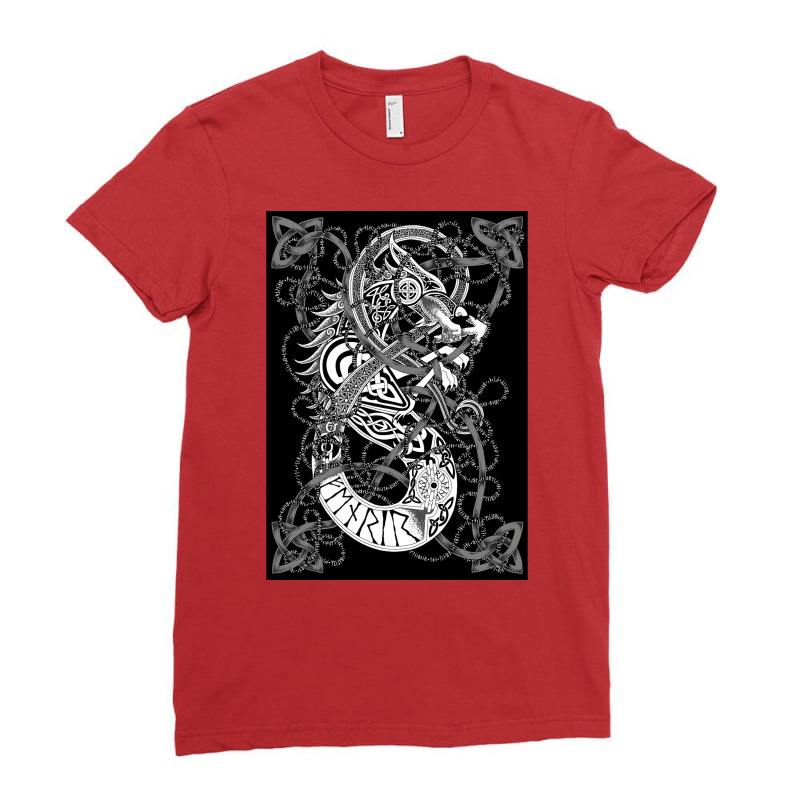 Fenrir Norse Mythology Wolf  Hippie Ladies Fitted T-Shirt by epeldossieg | Artistshot