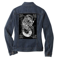 Fenrir Norse Mythology Wolf  Hippie Ladies Denim Jacket | Artistshot