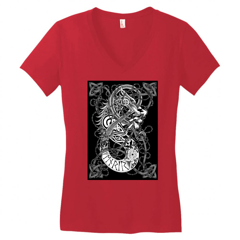 Fenrir Norse Mythology Wolf  Hippie Women's V-Neck T-Shirt by epeldossieg | Artistshot