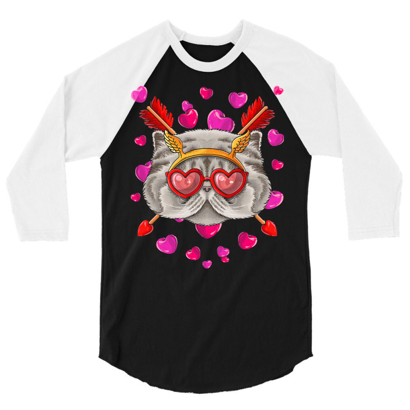 Persian Valentines Day T  Shirt Persian Valentines Day Cat Face Heart 3/4 Sleeve Shirt | Artistshot