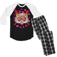 Persian Valentines Day T  Shirt Persian Valentines Day Cat Face Heart Men's 3/4 Sleeve Pajama Set | Artistshot