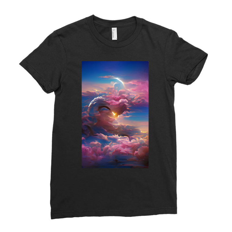 Trending Sun Light In Blue Sky Artsy Design Ladies Fitted T-Shirt by greggjvandervor | Artistshot