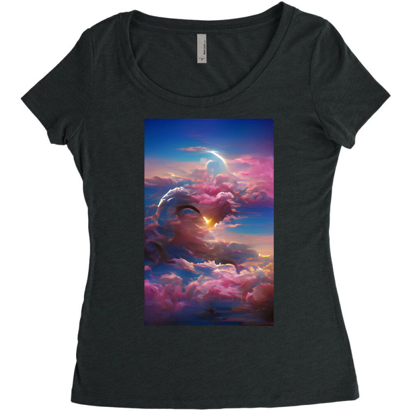 Trending Sun Light In Blue Sky Artsy Design Women's Triblend Scoop T-shirt by greggjvandervor | Artistshot