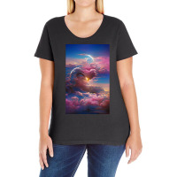 Trending Sun Light In Blue Sky Artsy Design Ladies Curvy T-shirt | Artistshot