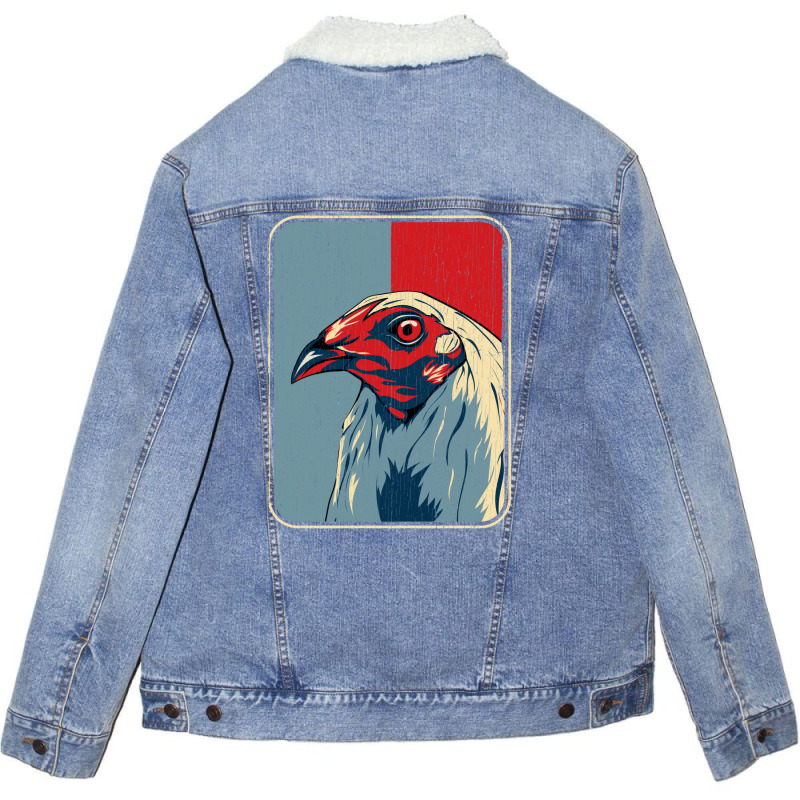 Vintage Cock Fight Game Fowl Unisex Sherpa-Lined Denim Jacket by tehanaqaesarw | Artistshot