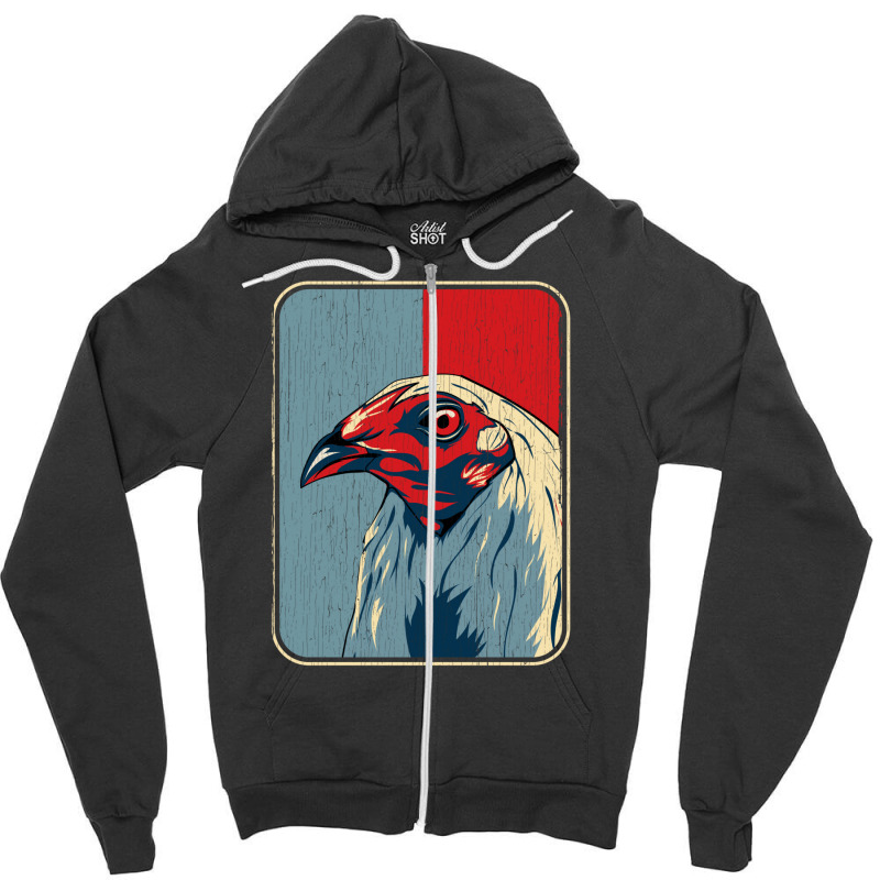 Vintage Cock Fight Game Fowl Zipper Hoodie by tehanaqaesarw | Artistshot