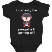 Trending Gamer Penguin Lover Video Games Penguin Gaming Baby Bodysuit | Artistshot