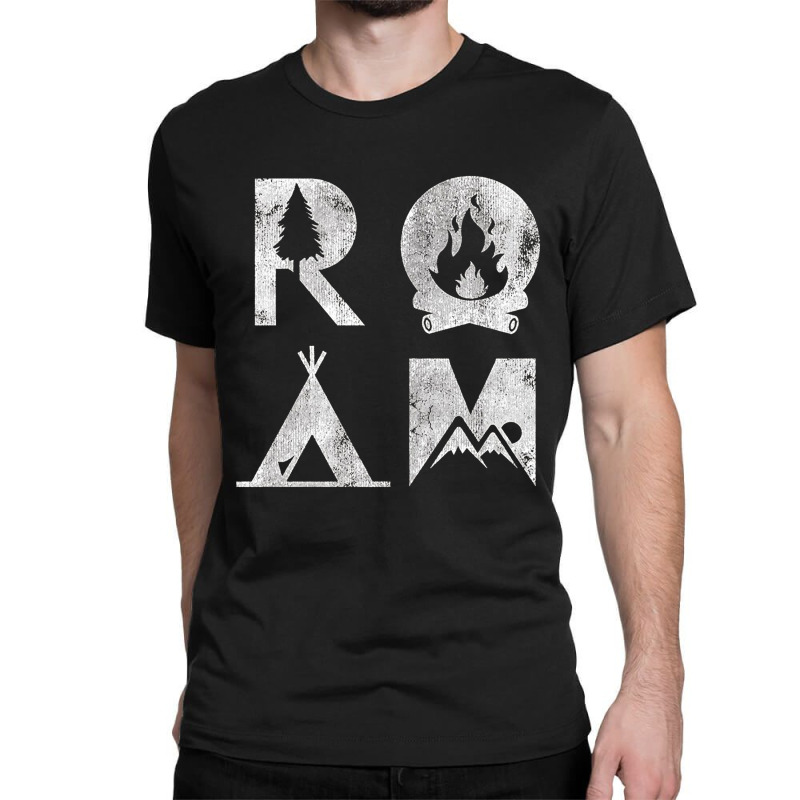 Roam Text Stack Explore Nature Camping Vintage Classic T-shirt by hoainv | Artistshot