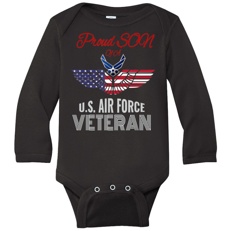 Limited Edition Proud Son Of A Us Air Force Veteran Long Sleeve Baby Bodysuit by yumgaugeteuda | Artistshot