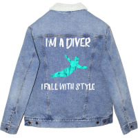 Diver Springboard Diving Platform Diving Aquatic Sport Shirt Unisex Sherpa-lined Denim Jacket | Artistshot