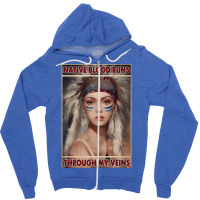 Native American Native Blood Runs Through My Veins  Vintage Blue Zipper Hoodie | Artistshot