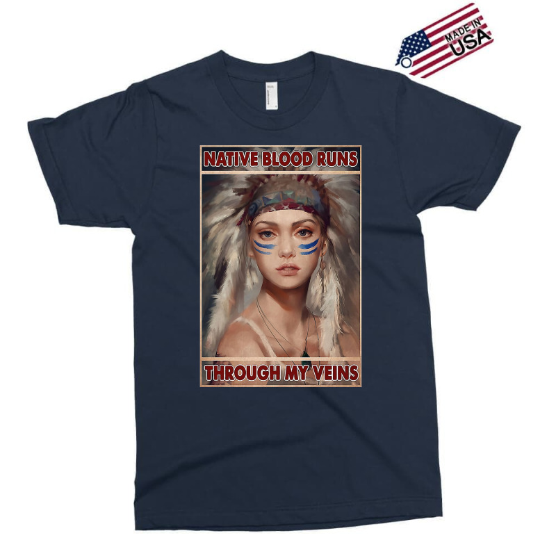 Native American Native Blood Runs Through My Veins  Vintage Blue Exclusive T-shirt | Artistshot