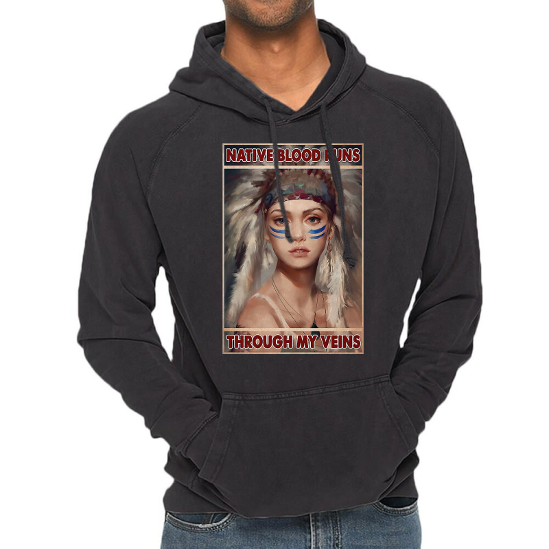 Native American Native Blood Runs Through My Veins  Vintage Blue Vintage Hoodie | Artistshot