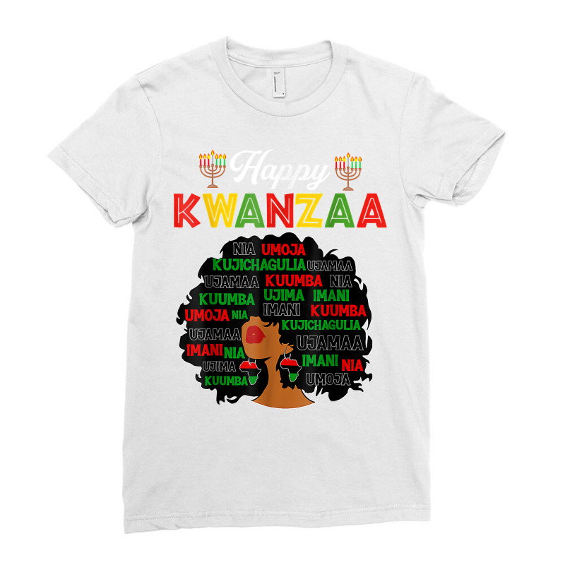 Happy Kwanzaa Decorations African American Seven Principles T Shirt Ladies Fitted T-Shirt by benoirme | Artistshot