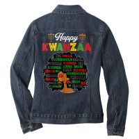 Happy Kwanzaa Decorations African American Seven Principles T Shirt Ladies Denim Jacket | Artistshot