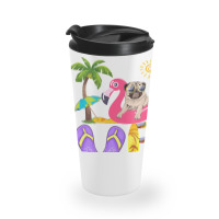 Flamingo Bird Love Summer Pug Flip Flops Flamingo Dog Pet Lover Tropic Travel Mug | Artistshot