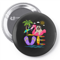 Flamingo Bird Love Summer Pug Flip Flops Flamingo Dog Pet Lover Tropic Pin-back Button | Artistshot