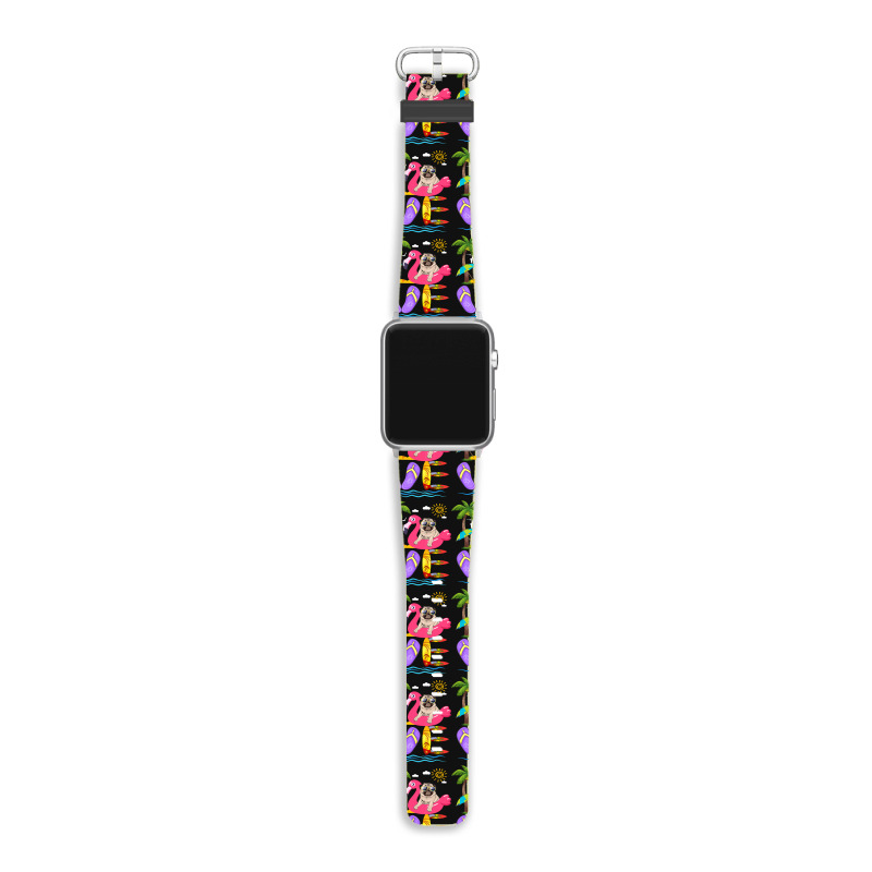 Flamingo Bird Love Summer Pug Flip Flops Flamingo Dog Pet Lover Tropic Apple Watch Band | Artistshot