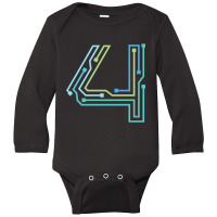 Number Four Circuit Design Long Sleeve Baby Bodysuit | Artistshot