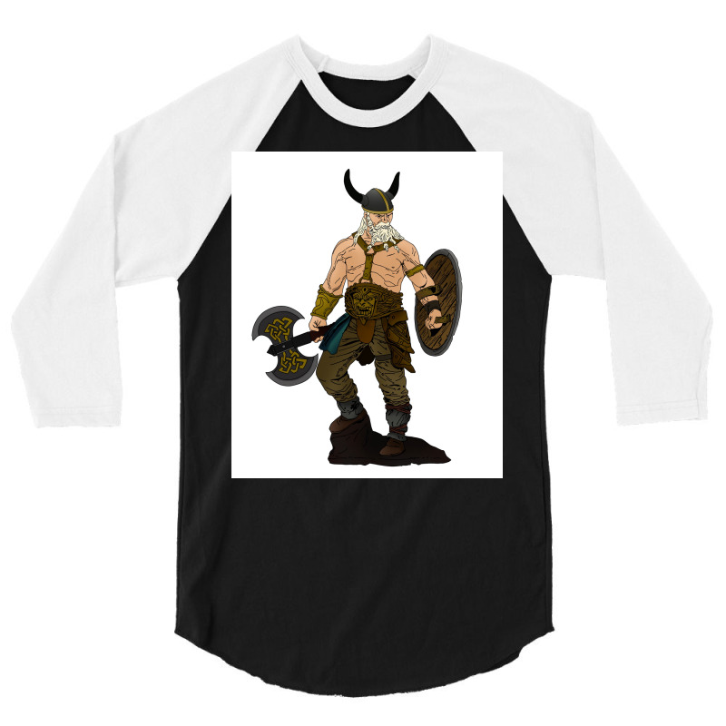 Shield And Axe As Good Gear For Bearded Viking Gift Idea For Hard Men 3/4 Sleeve Shirt | Artistshot